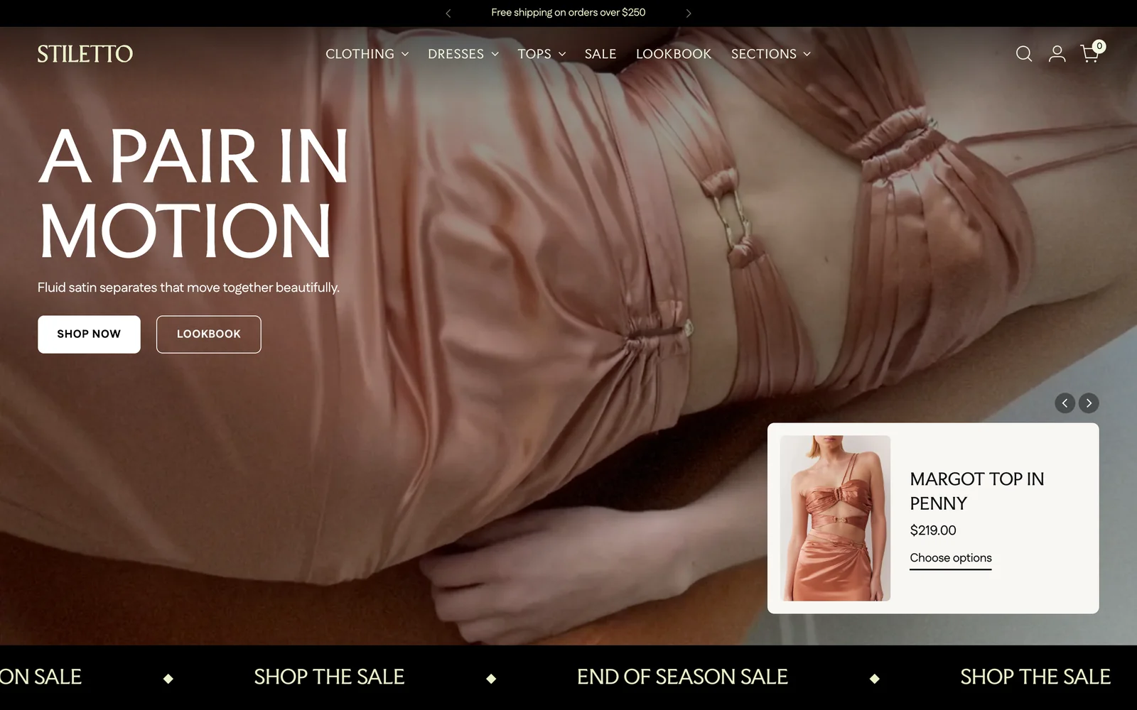 The Stiletto preset of the Stiletto Shopify theme on desktop