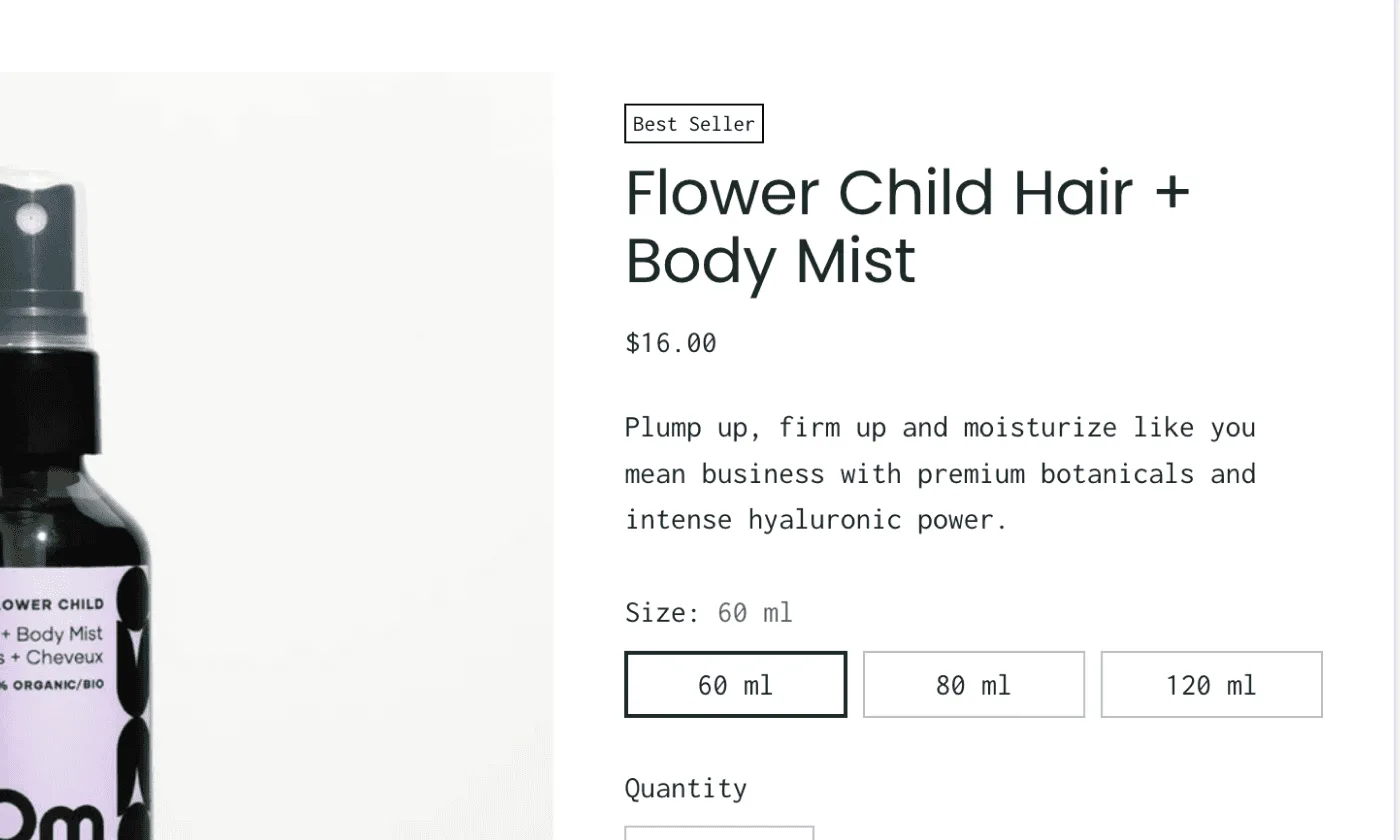 Product page example set in Poppins and Inconsolata