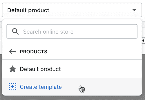Create template button for products