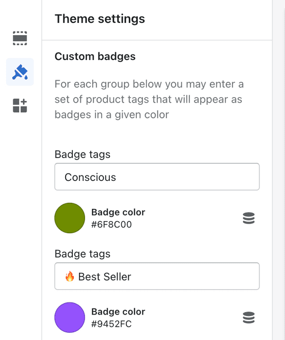 Custom badge settings