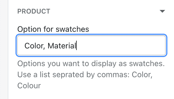 Example of multiple variant options in theme settings