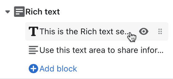 Rich text section with nested blocks