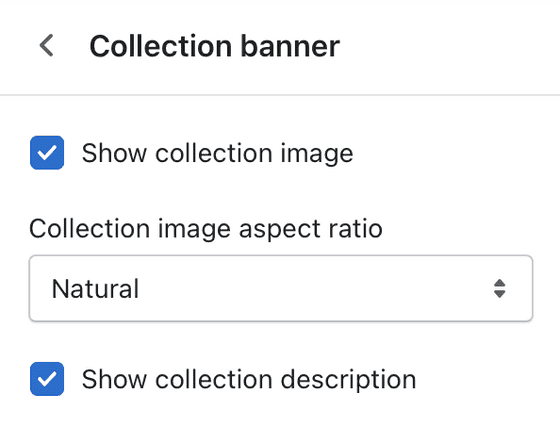 Collection banner settings