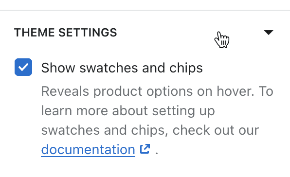 Show swatches and chips setting