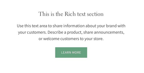 Rich text section with button