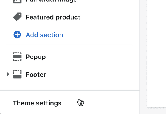 Theme settings tab