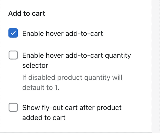 Hover add-to-cart settings