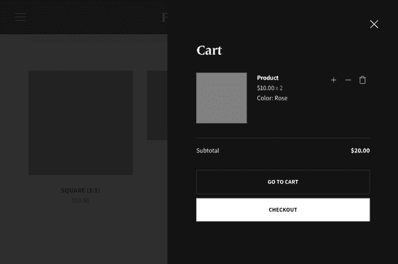 Fly-out cart with updated items