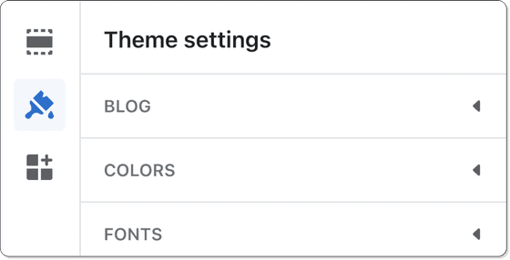 Theme settings tab in the theme editor