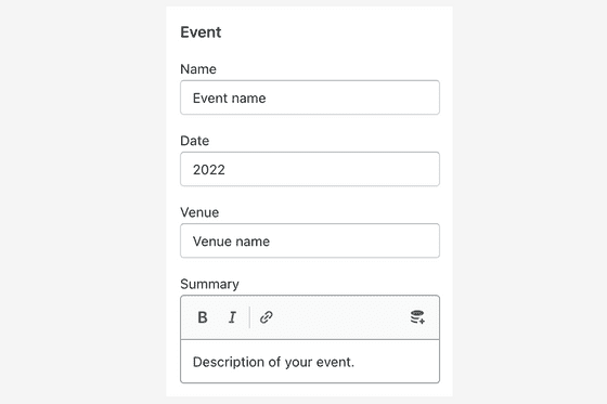 Event block settings