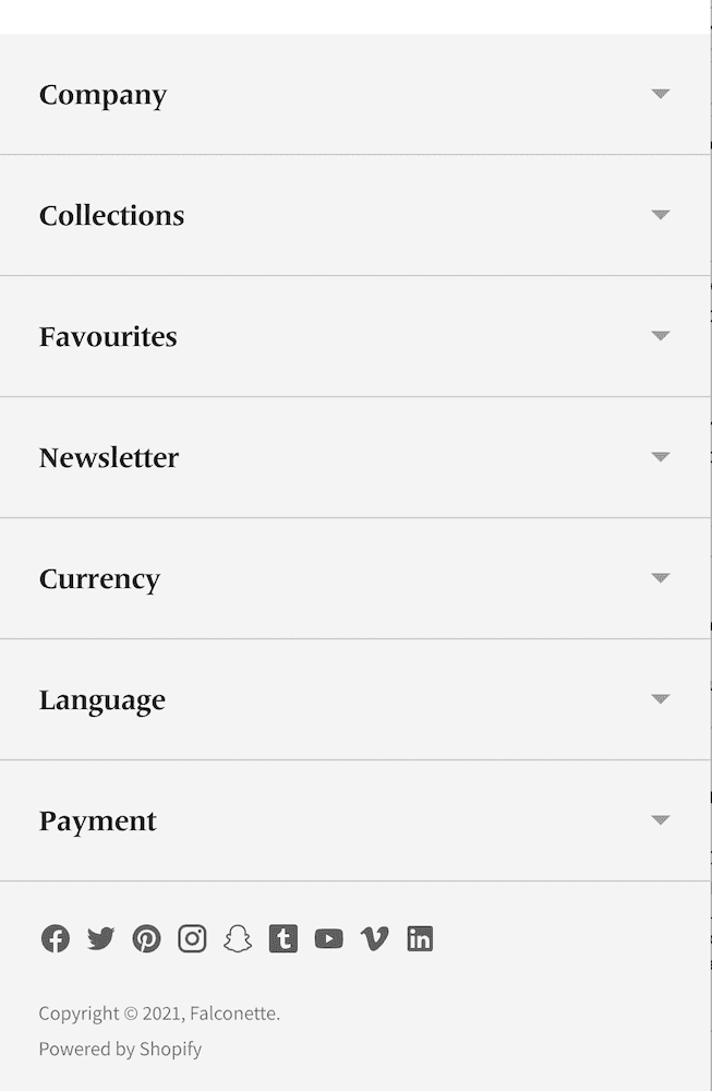 Spark's footer on mobile