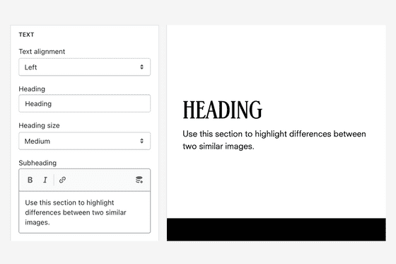 Section headings in theme editor
